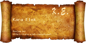 Kara Elek névjegykártya